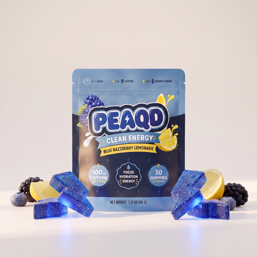 PEAQD Energy & Focus Gummies — Blue Razzberry Lemonade